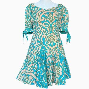 Anna Cate‎ Vivienne Teal and Peach Dress Sz XS